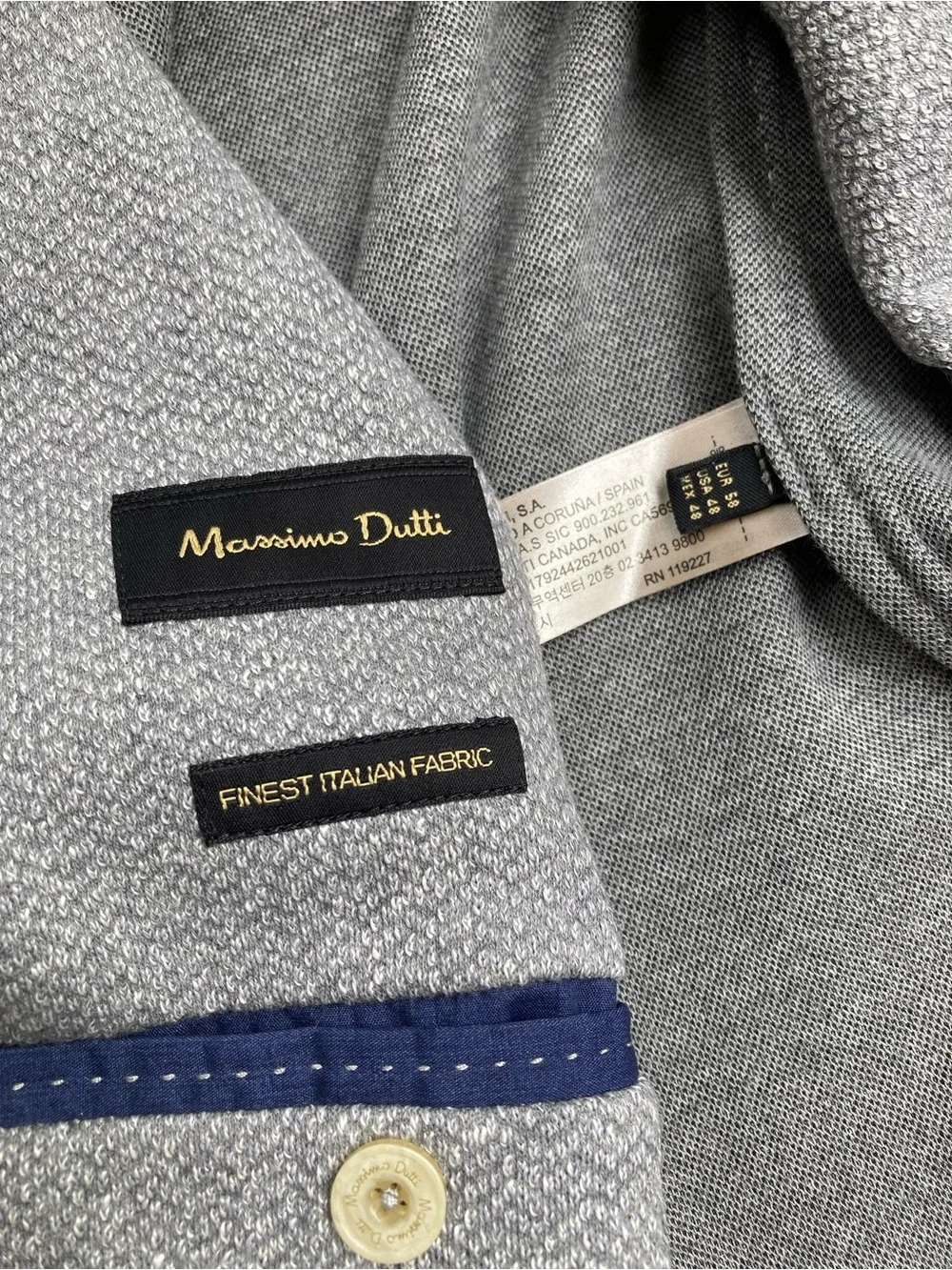 Massimo Dutti Light Gray Cotton Linen Knit Textured Blazer Size 48